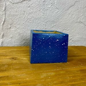 Sky Blue and White Speckle Hand Crafted Mini Planter